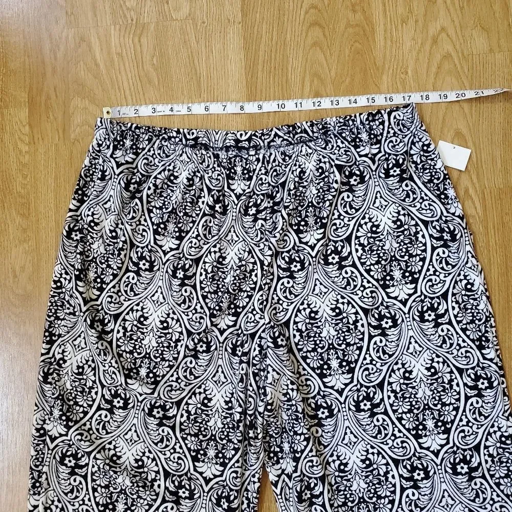 Ellen Tracy Long Sleeve Collared Paisley 2 Piece Pajama Set Sz XL